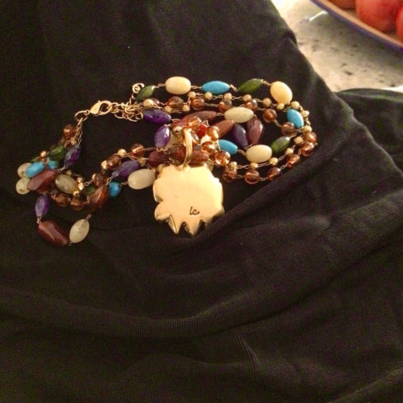 16” necklace beads & gold rose. 4 strands of gold/crystals& multicolored beads. - Picture 3 of 3